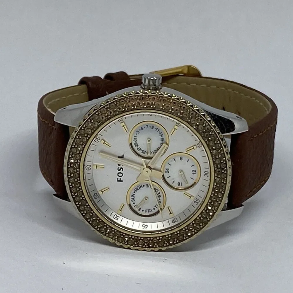 Fossil Stella ES2944 Women's Brown Leather Analog Dial Quartz Wrist Watch WO561